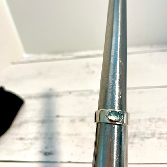 Hand-cut Aquamarine & hand-made Sterling Silver Ring size 8.25 - Picture 8 of 10